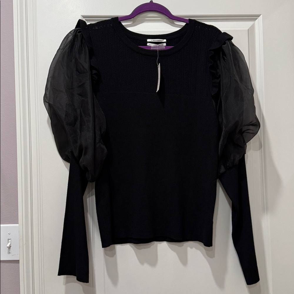 NWT Anthropologie Black Knit Sweater XL $118